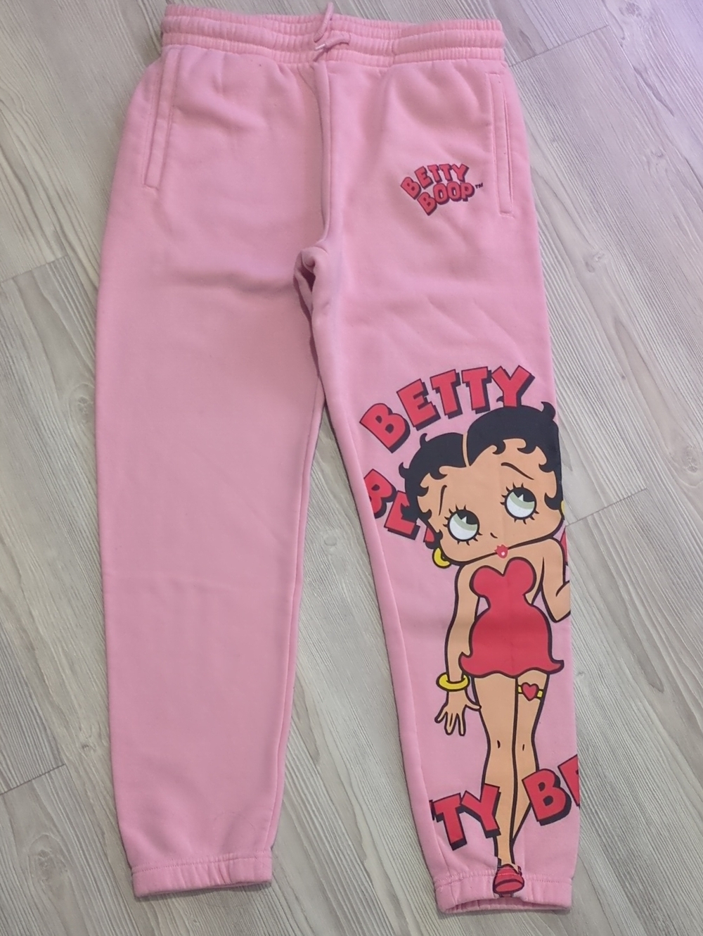Betty Boop Pink Graphic Jogger Sweatpants Women's Large Y2K Lounge Pants